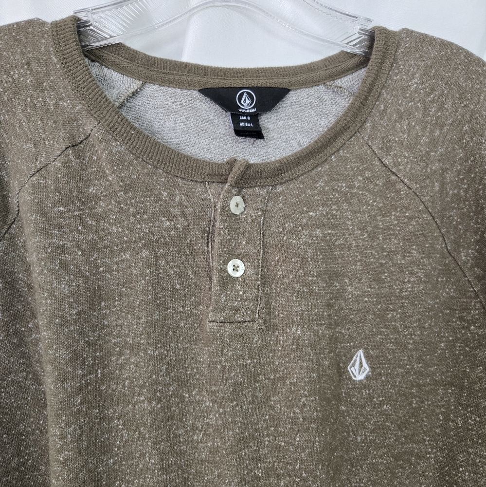 Volcom Greenish Pullover Long Sleeves Cozy Henley Size  L